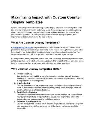 Maximizing Impact with Custom Counter Display Templates