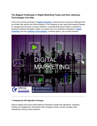 The Biggest Challenges in Digital Marketing Today and How Labhanya Technologies Can Help