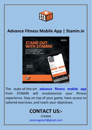 Advance Fitness Mobile App  Stamin.in