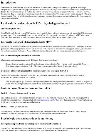 Le rôle de la couleur dans la PLV : Psychologie et impact