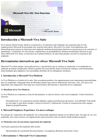 Herramientas interactivas que ofrece Microsoft Viva Suite