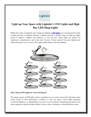 Light up Your Space with Lightdot’s UFO Lights and High Bay LED Shop Lights