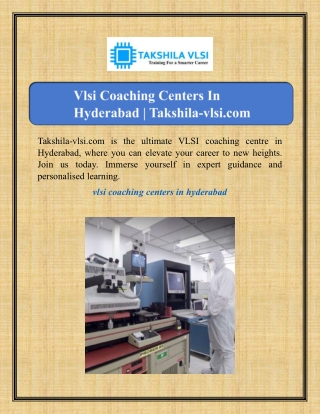 Vlsi Coaching Centers In Hyderabad | Takshila-vlsi.com