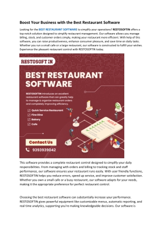 Boost Your Business with the Best Restaurant Software