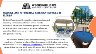 National Assemblers FL Your Trusted Partner in Professional Assembly Services