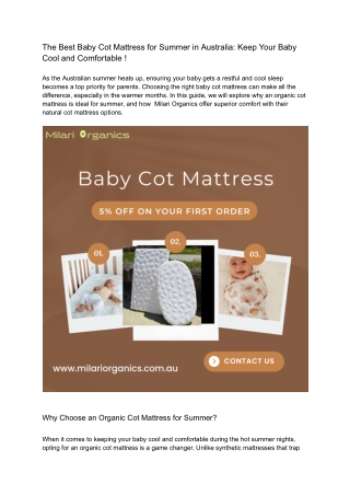 The Best Baby Cot Mattress for Summer in Australia_ Keep Your Baby Safe !