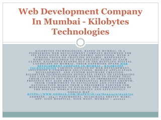 Web Development Company In Mumbai - Kilobytes Technologies