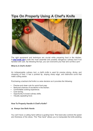 Tips On Properly Using A Chef