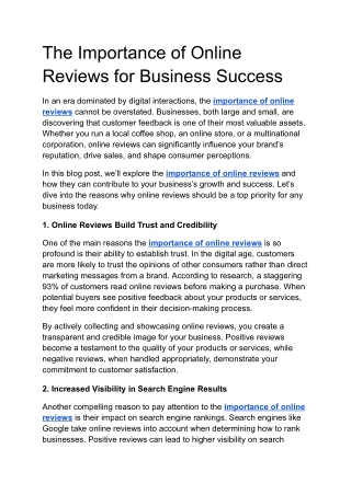The Importance of Online Reviews for Business Success