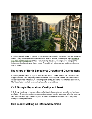 Residential projects in north bangalore