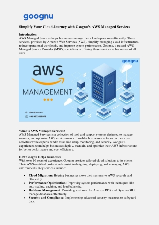 AWS Managed Services | Goognu