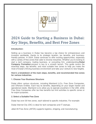 2024 Guide to Starting a Business in Dubai Key Steps, Benefits, and Best Free Zones