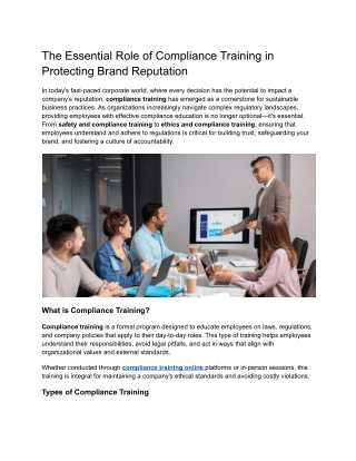 The Essential Role of Compliance Training in Protecting Brand Reputation
