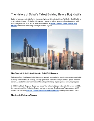 What Was Dubai’s Tallest Tower Before Burj Khalifa_