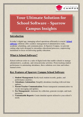 Your Ultimate Solution for School Software – Sparrow Campus Insights