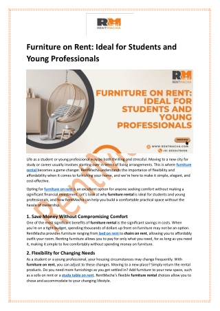 Furniture on Rent: Ideal for Students and Young Professionals