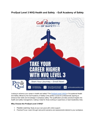 ProQual Level 3 NVQ Health and Safety  - Gulf Academy of Safety
