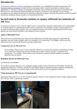 Estimulando la formación continua en equipos utilizandoherramientasdeMSViva