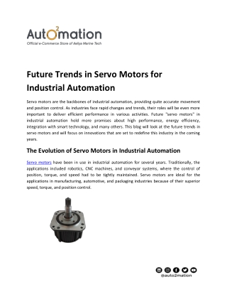 Future Trends in Servo Motors for Industrial Automation