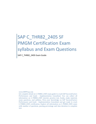 SAP C_THR82_2405 SF PMGM Certification Exam syllabus and Exam Questions