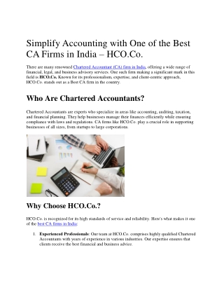 Simplify Accounting with One of the Best CA Firms in India