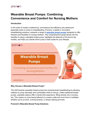 Wearable Breast Pumps_ Combining Convenience and Comfort for Nursing Mothers