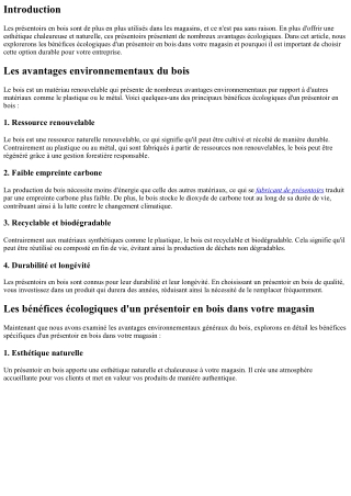 Les bénéfices écologiques d'un présentoir en bois dans votre magasin