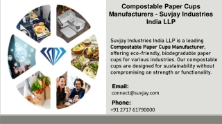 Compostable Paper Cups Manufacturers - Suvjay Industries India LLP