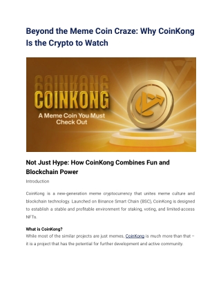 Beyond the Meme Coin Craze_ Why CoinKong Is the Crypto to Watch