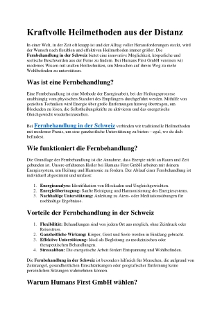 Kraftvolle Heilmethoden aus der Distanz