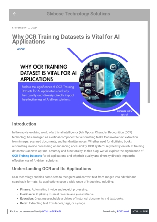 Why OCR Training Datasets is Vital for AI Applications