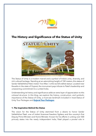 The History and Significance of the Statue of Unity