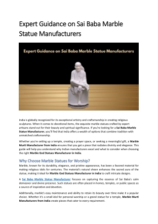 Expert Guidance on Sai Baba Marble Statue Manufacturers