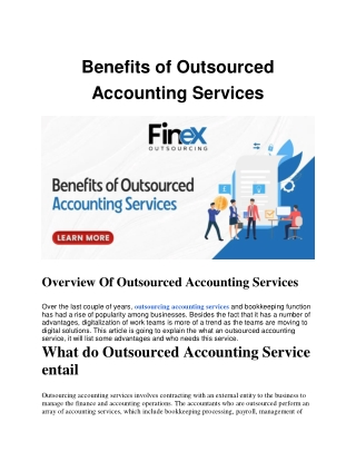 Benefits of Outsourced Accounting Services