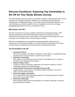 Discover Excellence_ Exploring Top Universities in the UK for Your Study Abroad Journey