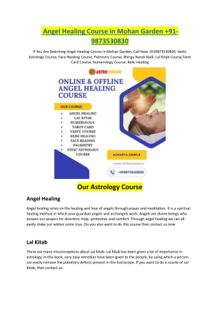 Angel Healing Course in Mohan Garden  91-9873530830