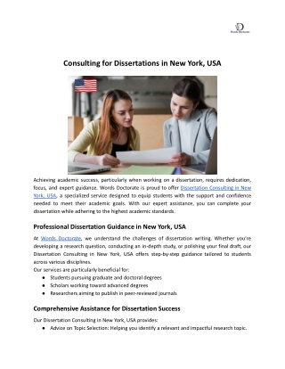 Dissertation Consulting in New York