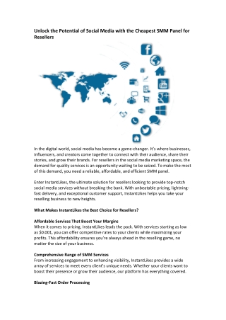 Unlock the Potential of Social Media with the Cheapest SMM Panel for Resellers