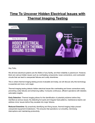 Time To Uncover Hidden Electrical Issues with Thermal Imaging Testing