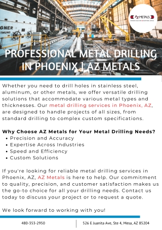 Professional Metal Drilling in Phoenix | AZ Metals