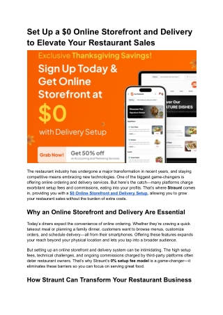 Set Up a $0 Online Storefront and Delivery to Elevate Your Restaurant Sales