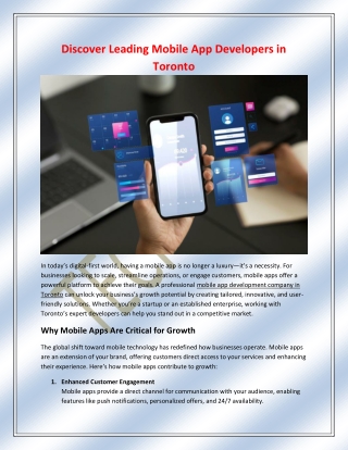 Discover Leading Mobile App Developers in Toronto