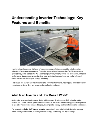 Understanding Inverter Technology: Key Features and Benefits