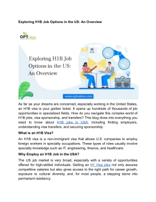 Exploring H1B Job Options in the US_ An Overview