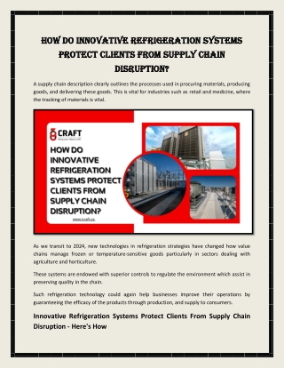 How Do Innovative Refrigeration Systems Protect Clients From Supply Chain Disruption