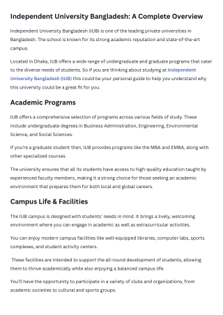 Independent University Bangladesh A Complete Overview