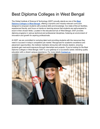 Best Diploma Colleges in West Bengal