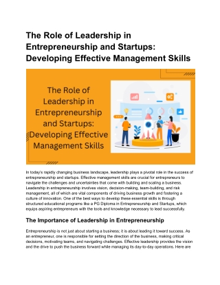 The Role of Leadership in Entrepreneurship and Startups_ Developing Effective Management Skills