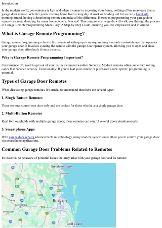 “Garage Remote Programming Made Easy: A Step-by-Step Guide”