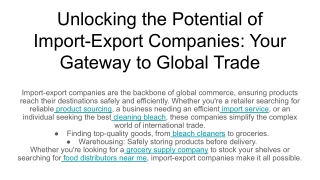 Unlocking the Potential of Import-Export Companies_ Your Gateway to Global Trade